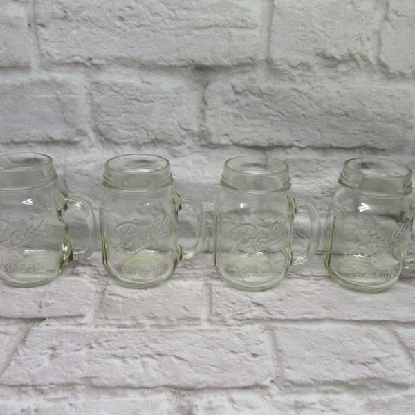 Ball Mason Jar Glass 16 Oz Mug with Handle Set of Four