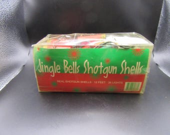 Keystone Shotgun Shell Christmas Lights, Red Green Jingle Bells Holiday Decor, 12ft 35 Light String