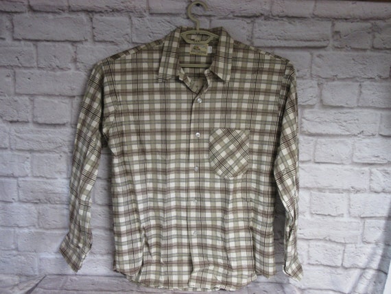 Vintage Northway Flannel Shirt  Large Beige and T… - image 1