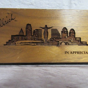 Vintage Wooden Business Card Pencil Pen Holder Desk Organizer Office Table Accessory Lasercraft Engraved Cincinnati G. Alrich image 2