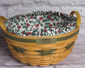 Longaberger Basket Christmas Collection 1999 Edition Popcorn Basket with Leather Handles