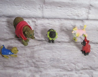 Vintage Circus Animals Dress Up Bear and Dogs Very Cute Lot of Five