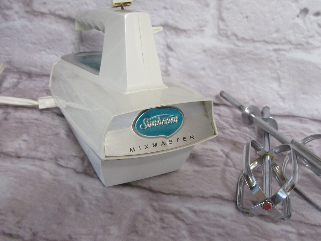 Sunbeam Mixmaster Hand Mixer RARE Cream With Turquoise MCM Etsy