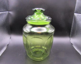 LE Smith Avocado Green Thumbprint Apothecary Jar
