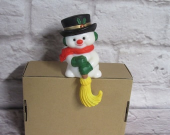 Vintage Snowman Christmas Stocking Hanger Holders Or Shelf Sitter