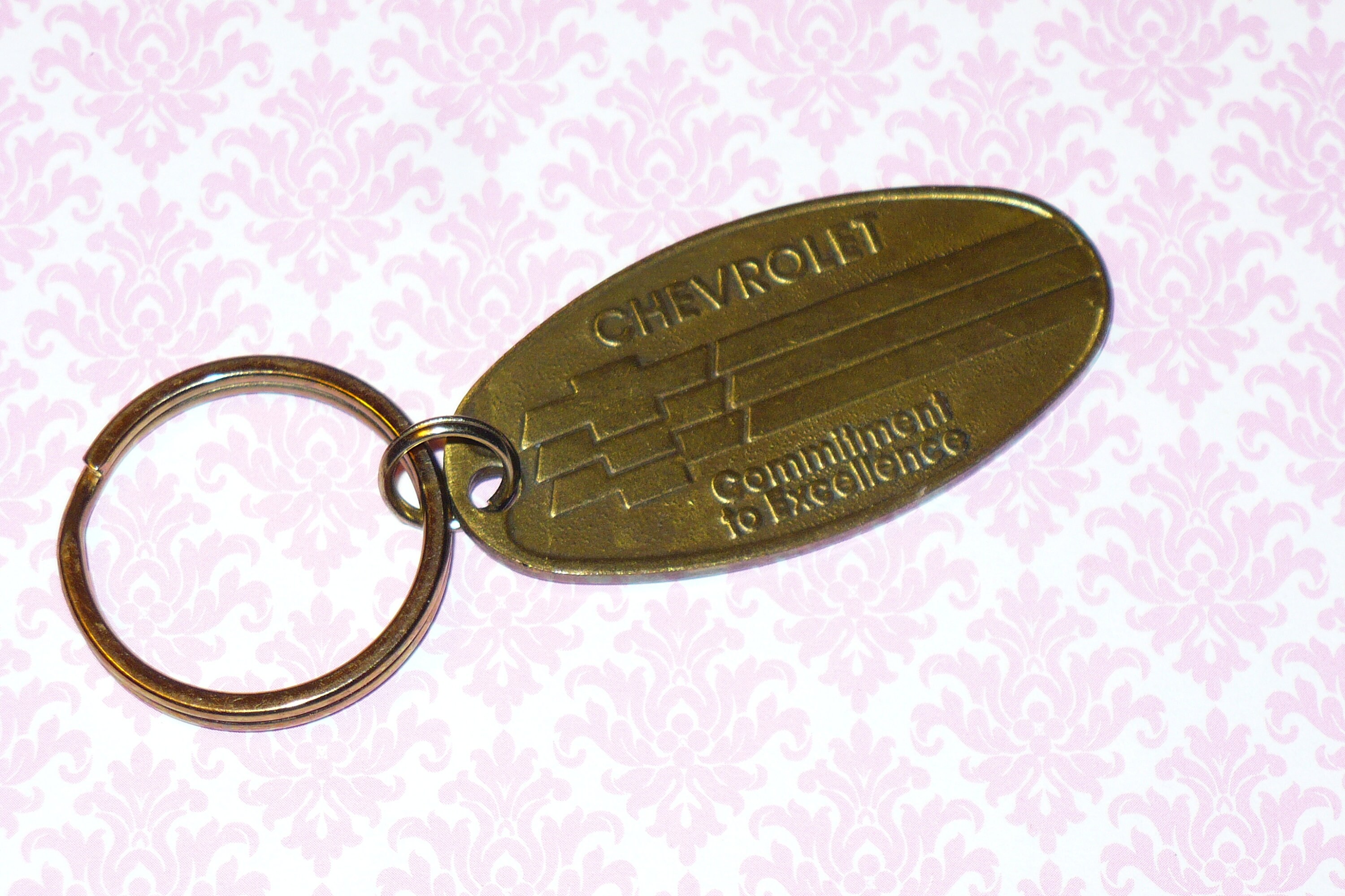 Vintage CHEVROLET Committment to Excellence Brass Key Chain