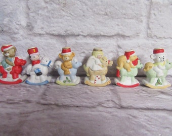 Vintage Jasco Porcelain Rocking Horse 4 Teddy Bears 1 Angel 1 Toy Soldiers Lot of Six