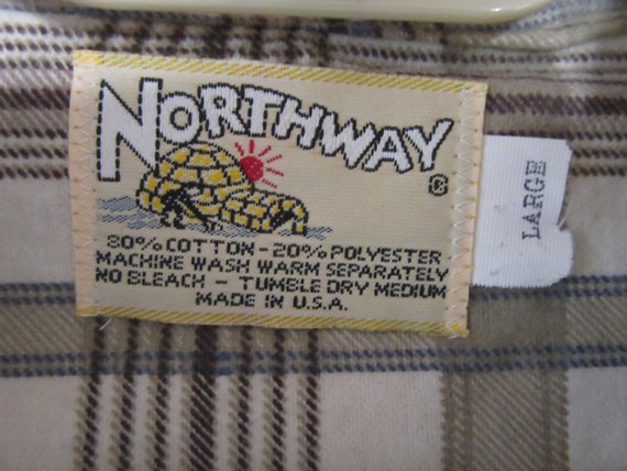Vintage Northway Flannel Shirt  Large Beige and T… - image 2