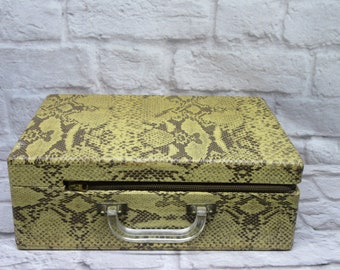 Banco Snakeskin Satchel Vintage Faux Snakeskin Train Suit Case Luggage Very Unique