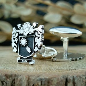 Personalized Family Coat of Arms Cufflinks for Groomsmen Gift Wedding Cufflinks, Custom Engraved Halloween and Christmas Gift for Him