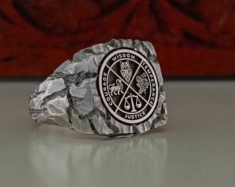 Stoic Rings,Justice Wisdom Temperance Courage Ring, Justice Wisdom Ring ,Custom stoic necklace,Cardinal Virtues Necklace,Wisdom Necklace
