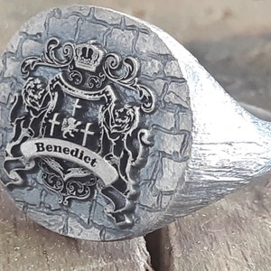 Custom Engraved Signet Ring Sterling Silver, Personalized Family Crest 24K Gold Ring, Gold Filled Chunky and Dainty Bridesmaid Rings Vintage