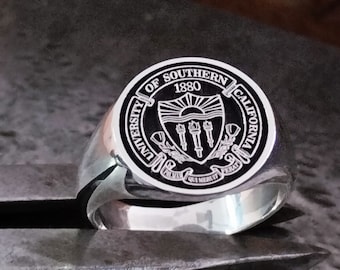 Sterling Silver University Ring, Personalized Graduation Gift