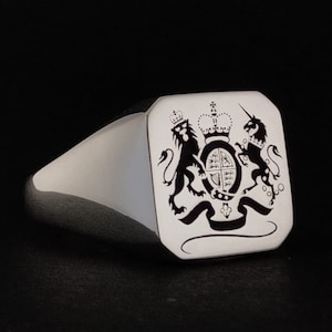 Custom Jewery Signet Ring, Silver Family Crest Signet Ring, Family Rings, Coat of Arms Ring, Family Crest Rings, Crest Ring