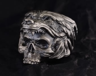 Silber Bär Ring - Bärenkopf Herrenring 925k Sterling Bär Ring Einzigartige Biker Ring für Mann Gothic Siegel Herren Schmuck Geschenk Freund Ehemann
