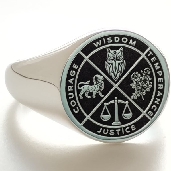 Stoic Rings,Justice Wisdom Temperance Courage Ring, Justice Wisdom Ring ,Custom stoic necklace,Cardinal Virtues Necklace,Wisdom Necklace