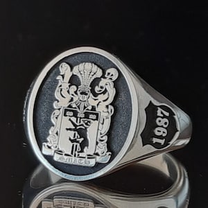 Family Crest Ring,Coat of Arms , Silver Ring 925K
