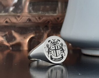 Family Crest Ring,Coat Of Arms Ring, Personalized Jewelry, 925 K