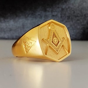 Sterling Silver Masonic Ring: Custom Engraved Freemason Jewelry
