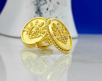 Gemelos de oro de ley personalizados con escudo familiar, regalos de padrinos de boda con logotipo propio personalizado, regalo especial para él