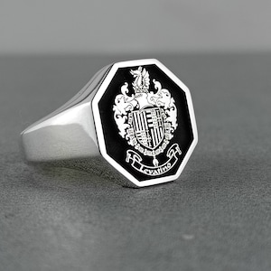 Anillos con escudo familiar, anillo con escudo de armas, anillo con sello personalizado, anillo con escudo, anillo con sello con escudo familiar, regalo de Navidad
