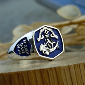 Sterling Silver Masonic Ring: Custom Engraved Freemason Jewelry