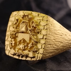 Anillo de sello de escudo de armas de familia hecho a medida, anillo de escudo de armas personalizado, anillo personalizado, anillo de sello de letras