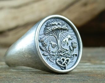 Anillo de sello con escudo familiar personalizado: Plata de ley maciza, personalizado