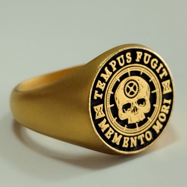 Silver Memento Mori Ring, Memento Mori Ring, Memento Mori Jewelry, Memento Mori Signet Ring, Stoicism Ring, Stoic Jewelry, Daily Stoic Ring