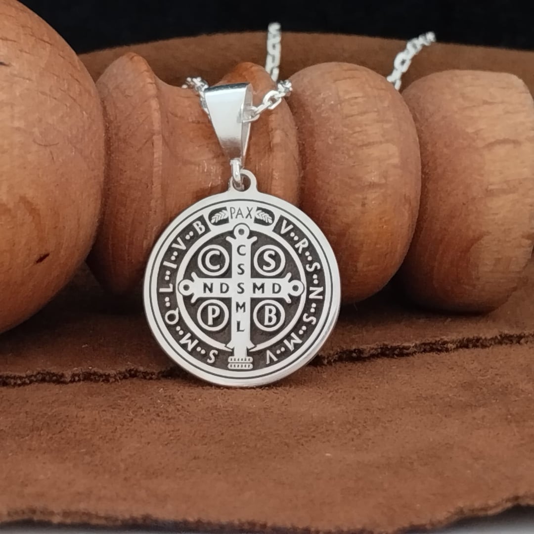 St Benedict Medal Sterling Silver Cross Necklace: Religious Jewelry - Etsy
