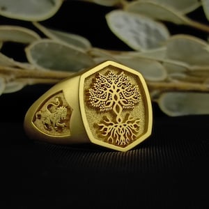 Anillo con sello de escudo de armas familiar hecho a medida, anillo con escudo de armas personalizado, anillo personalizado, anillo con sello de letras
