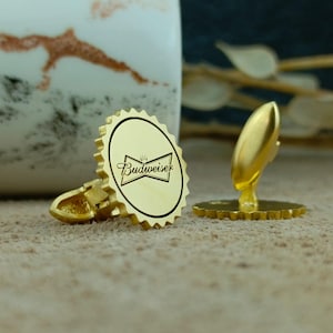 Abotoaduras personalizadas de prata esterlina: logotipo personalizado, brasão de família, presente para padrinhos