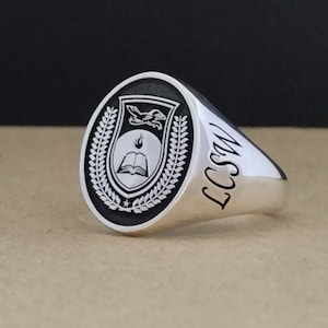Custom College Ring, 925 Sterling Silver Ring, Class Ring, School Ring, Graduation Ring , High School Class Ring, Senior Class Ring