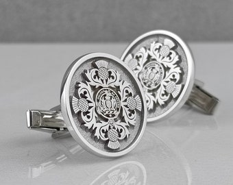 Personalized Sterling Silver Cufflink with Family Crest, Custom Own Logo groomsmen gifts, Special Gift for Him