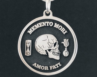 Personalized Memento Mori Sterling Silver Pendant: Amor Fati Skull