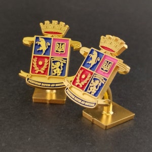 Personalized Family Coat of Arms Cufflinks for Groomsmen Gift Wedding Cufflinks, Custom Engraved Halloween and Christmas Gift for Him