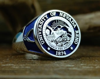 Anillo universitario personalizado de plata esterlina, regalo de graduación