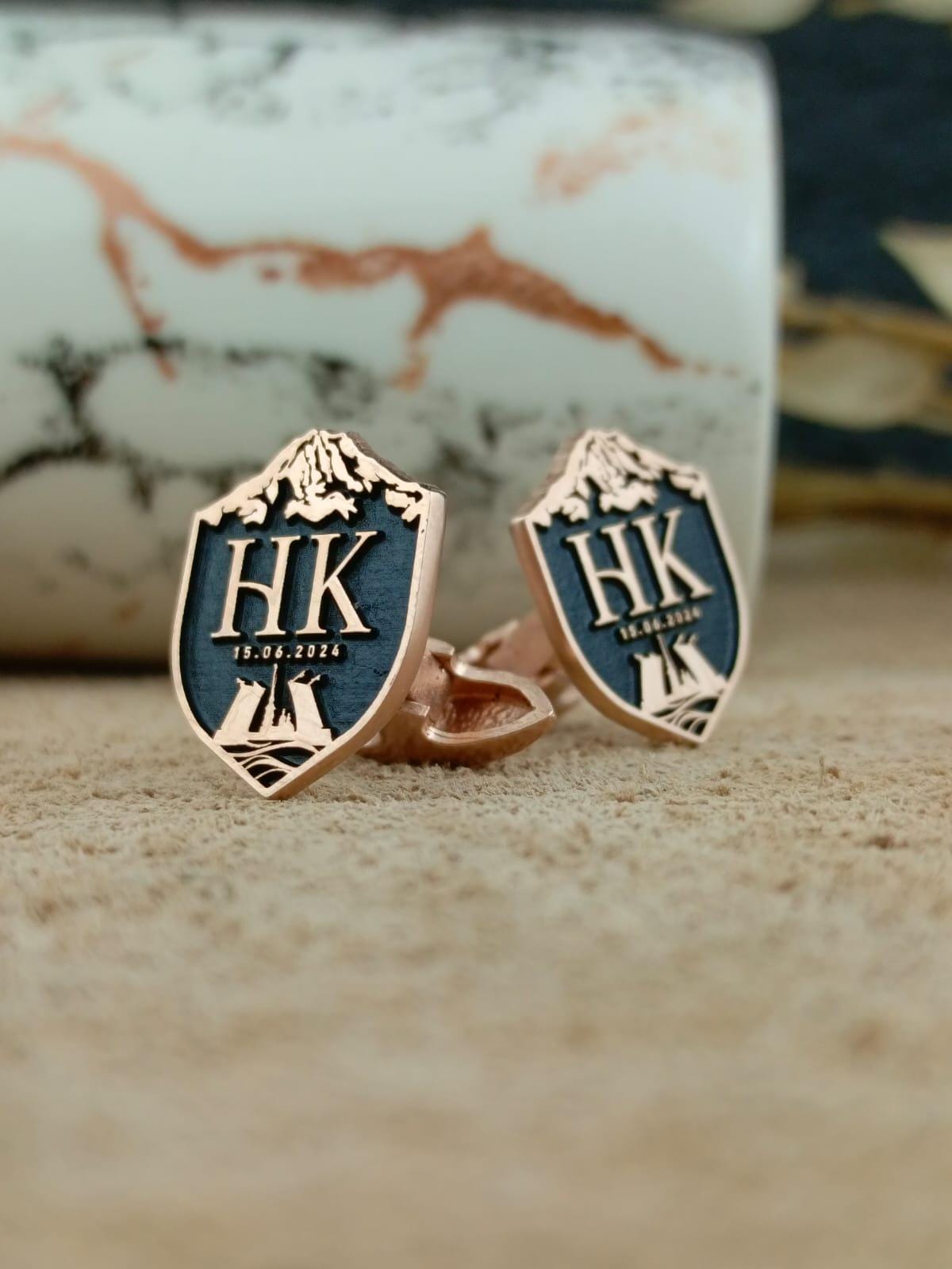 Personalized Family Coat of Arms Cufflinks for Groomsmen Gift Wedding Cufflinks, Custom Engraved Halloween and Christmas Gift for Him