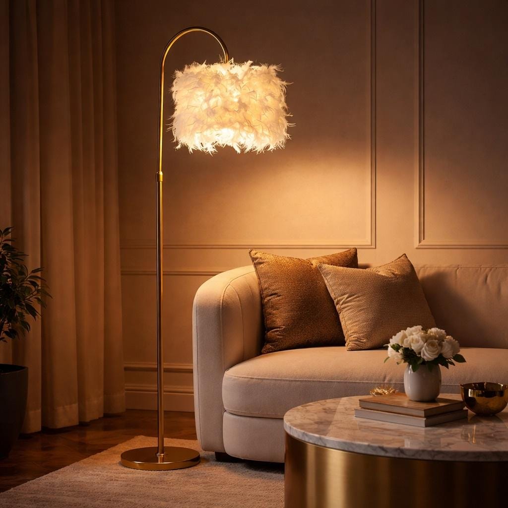 Lampada Da Terra Ad Arco Con Base In Metallo Dorato – Design Industrial, Piantana Orientabile Per Soggiorno E Lettura