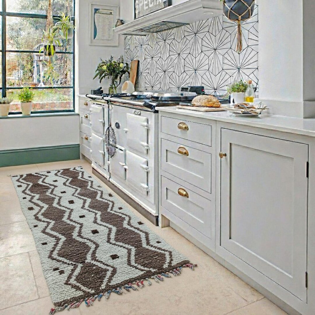 Vintage Kitchen Rug 2x6 Runner With Tassels – Small Blue Crab Kitchen ...