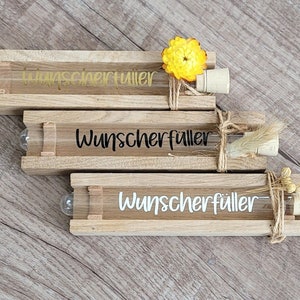 Wish fulfiller can be personalized in a test tube with a wooden frame