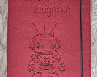 Personalized felt document folder / certificate folder with laser engraving - ideal for school and leisure