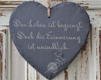 Personalizable slate board in heart shape size 16 x 16 cm