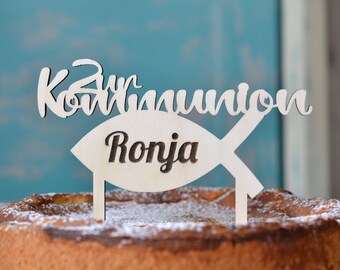 Personalized Communion Cake Decoration / Flower Topper - Cake Topper with Name for a Unique Celebration