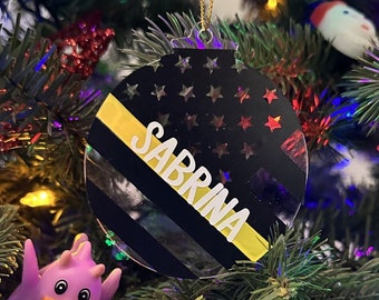 Personalized First Responder Christmas Ornament //Thin Yellow Line, Thin Blue Line, Thin Red Line, Thin White Line, Police EMS Fire Dispatch