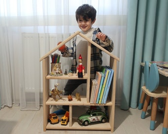 Waldorf Wooden Dollhouse | Montessori Wooden Toys | Play House for Kid | Kids Bedroom Furniture | Toy Dollhouse | Modern Toys | Nursery Toys