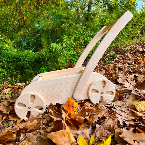 Trotteur Montessori | Chariot First Step | Accessoire de poupée | pour tout-petits avec roue | Jouet en bois pour bébé | Cadeau 1er anniversaire | Trotteur pour tout-petits