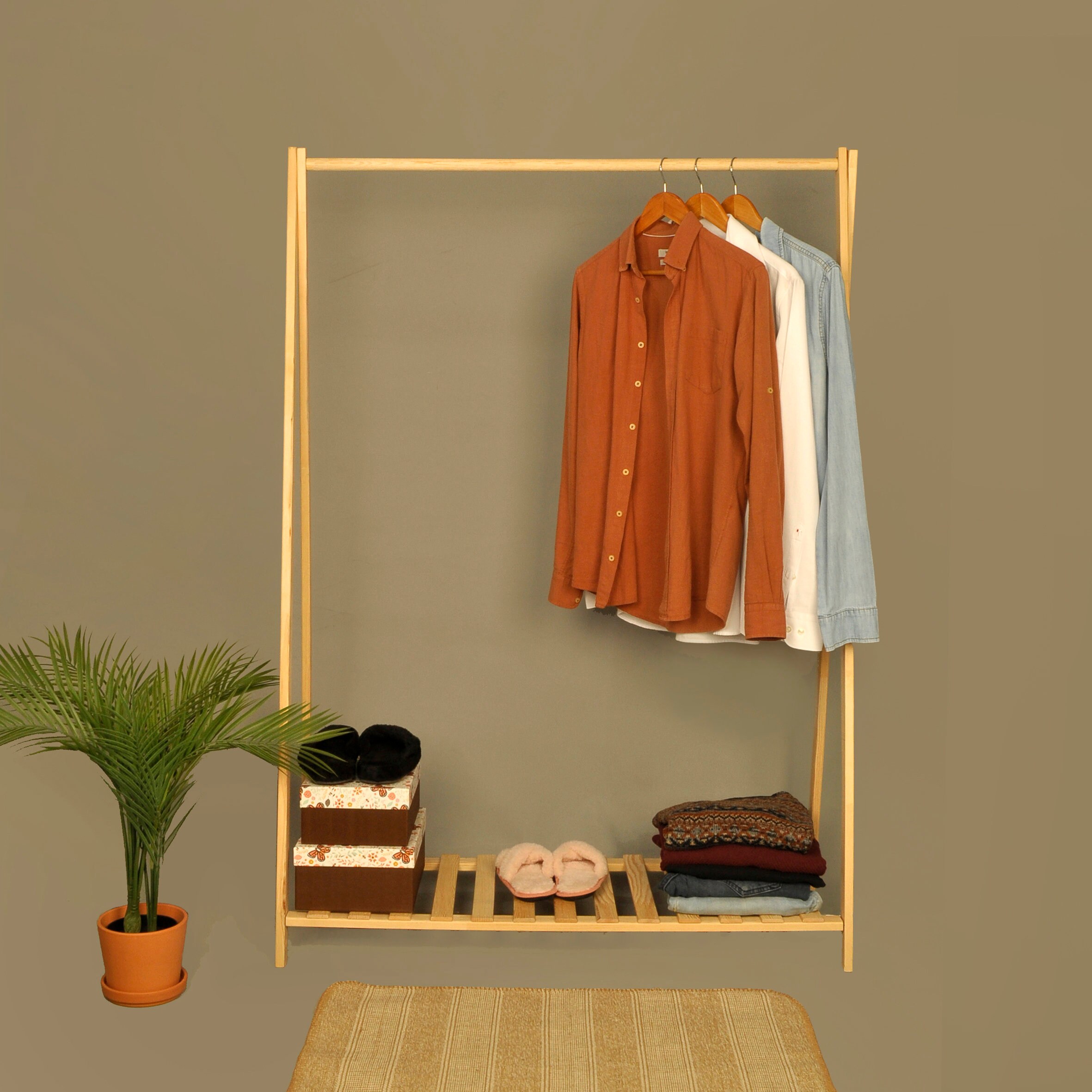 Bamboo Clothes Rack Garment Closet Storage Organizer Hanging Rail Shelf  Dress room - Amazingooh Wholesale