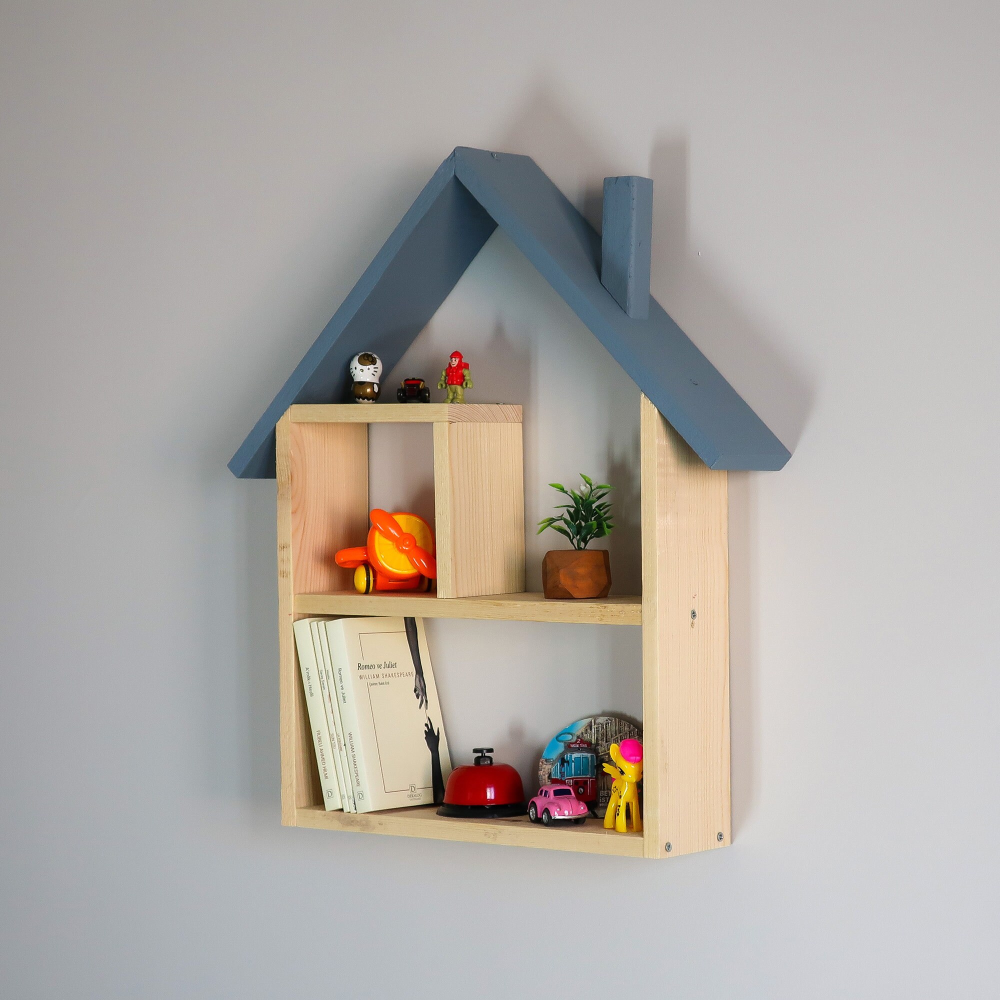 Wooden house shelf deals