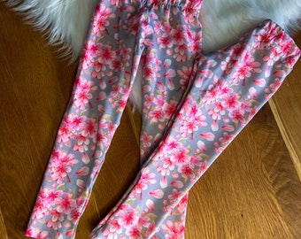 Leggings girls floral pink